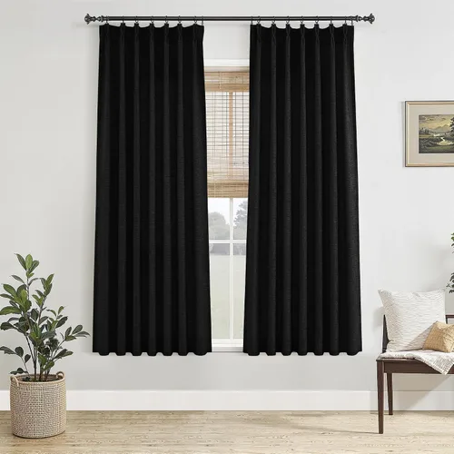 Vista 66 de Jowels Cortinas de lino plisadas naturales con memoria de 96 pulgadas