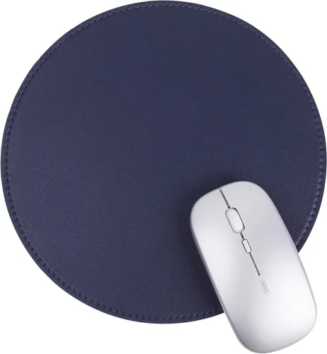 Vista 11 de Alfombrilla redonda para mouse, antideslizante, con borde cosido de alta calidad, impermeable, de piel de PVC gruesa, para oficina, trabajo, hogar