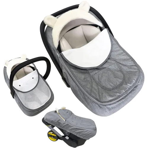 Vista 7 de Funda para asiento de automóvil, funda de asiento de automóvil para bebé, cubierta universal para asiento de automóvil para invierno, otoño Negro