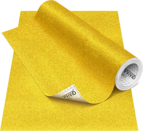Vista 10 de VViViD Rollo de vinilo adhesivo permanente DECO65 Glitter Gold para manualidades, rollo de 1 pie x 6 pies