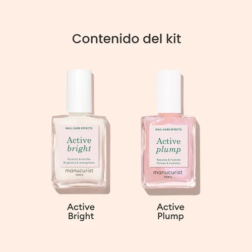 Vista 4 de Manucurist Active Icons Duo - Juego de esmaltes de uñas Active Bright, Active Plump - Fortalecedor de uñas, esmalte iluminador y cuidado, regalos