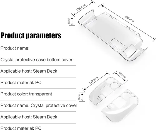 Vista 8 de Funda protectora de Steam Deck funda rígida transparente para vapor funda protectora con diseño dividido compatible con la plataforma de vapor