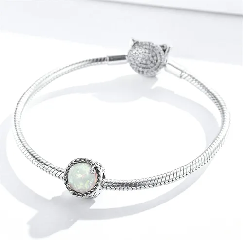 Vista 3 de BISAER Pulsera contra el mal de ojo de plata de ley 925, abalorios de cristal azul, dije de mano Hamsa para pulsera Pandora