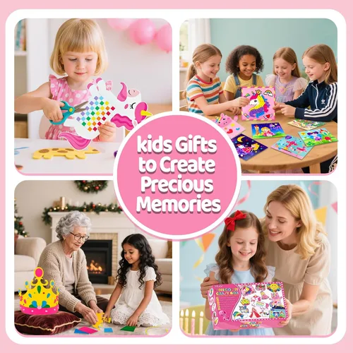 Vista 6 de 7july Caja de manualidades de unicornio, 12 divertidas artes y manualidades para niños de 4 a 8 años, juguetes creativos educativos, proyectos