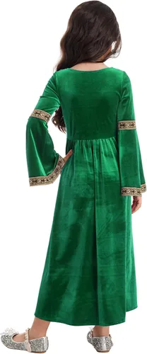 Vista 2 de Disfraz medieval para niños, vestido renacentista vintage, vestido gótico, vestido largo para fiesta de Halloween