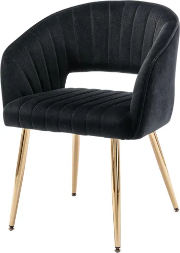 Vista 17 de Sillas de escritorio para oficina en casa Westice, silla de escritorio de terciopelo moderna, silla giratoria de tocador con base dorada ajustable