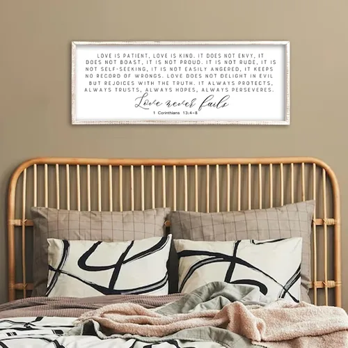 Vista 18 de Decoración de pared de Dulces Sueños sobre la cama de 32"×12" para dormitorio principal, gran letrero de Dulces Sueños, decoración de pared
