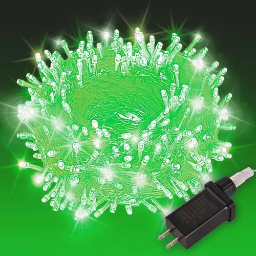 Vista 11 de Etinga Guirnalda de 100 luces LED rojas de 33 pies, luces de hadas enchufables con 8 modos de iluminación, luces decorativas impermeables