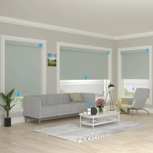 Vista 7 de MYshade Persiana enrollable motorizada personalizada, pantalla enrollable inteligente para ventana, control remoto, compatible con Alexa y Google