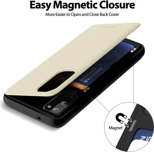 Vista 4 de GOOSPERY Parachoques magnético para puerta compatible con Galaxy S20, tarjetero tipo cartera, cierre automático, protección de doble capa resistente