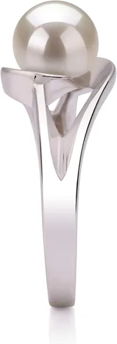 Vista 5 de Anillo de perlas cultivadas de plata de ley 925 con calidad AAA de 0.236-0.276in, color blanco claro para mujer, Plata de ley 925