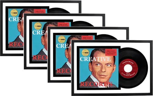Vista 14 de Creative Picture Frames Marco de disco individual de vinilo de 7 pulgadas con doble paspartú negro y negro de 6 7/8 pulgadas y cubierta de 7 x 7