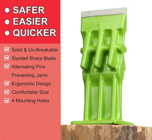 Vista 2 de SPEED FORCE Divisor de madera manual para leña, divisor de troncos portátil, cabeza de punta de cuña, sin hacha, 3 pulgadas, verde con cubierta