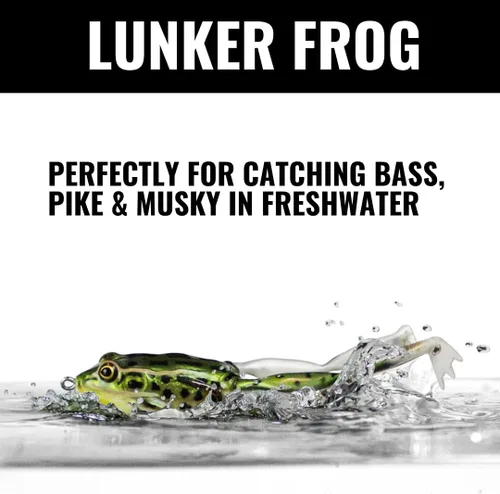 Vista 6 de Lunkerhunt Topwater - Señuelos de rana para pesca de trucha y lubina (paquete de 3) Señuelos de pesca de rana más realistas para agua dulce