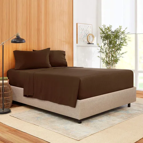Vista 9 de Juego de ropa de cama de 800 hilos de 4 piezas, 100% algodón egipcio, color negro, sábana bajera ajustable de algodón de fibra larga, se adapta a