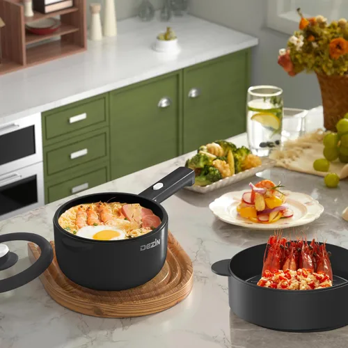 Vista 5 de Dezin Olla caliente eléctrica de 2L y cocina rápida de fideos de 1.6L