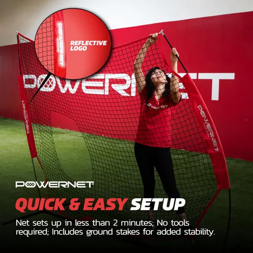 Vista 6 de PowerNet 7x7 FT Pitch-Thru Protection Pitching Screen for Softball, 49 Sq Ft Barrier Net Only or Net + Frame, Portable Pitching & Batting Practice