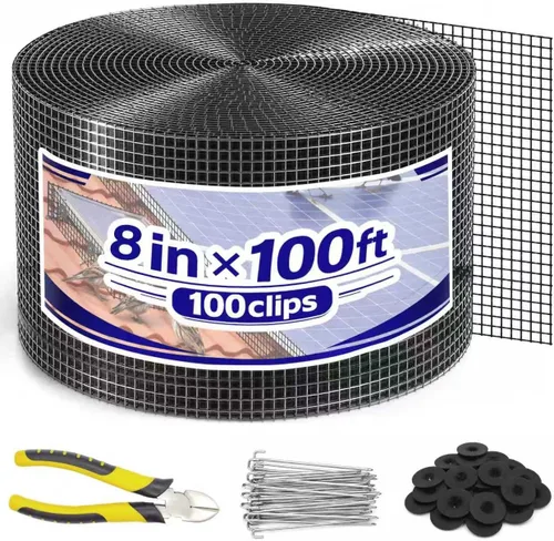Vista 9 de Panel solar para pájaros con 100 clips de sujeción, 6 pulgadas x 100 pies, protector de criaturas para paneles solares, malla de alambre galvanizado