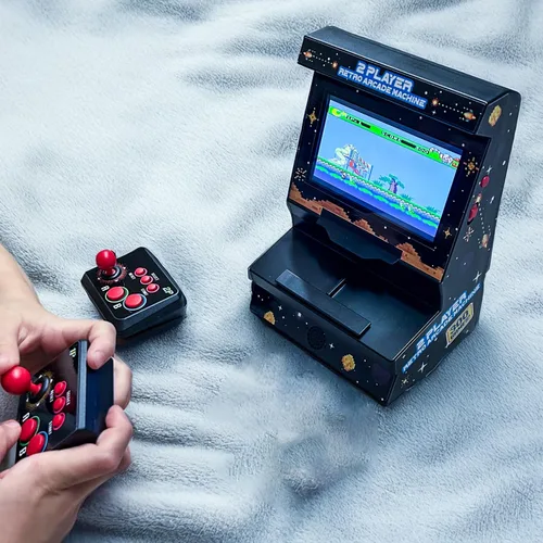 Vista 2 de Mini arcade machine with 300 retro games - Wireless mini arcade machine for 2 players - Handheld retro game console with TV connection and 4.3