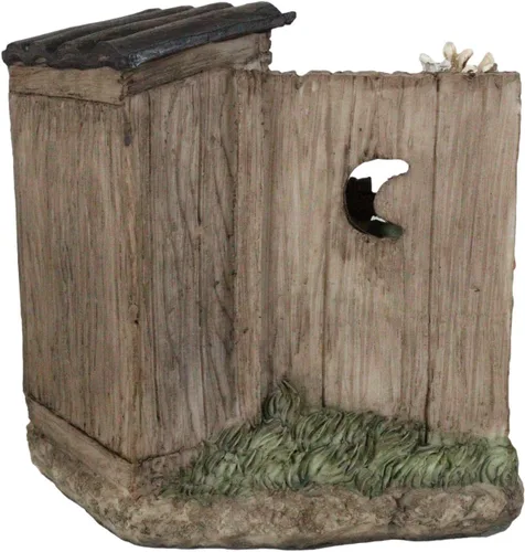 Vista 5 de Ebros Gift 'Gotcha!' Rústica Vida Silvestre Caza Ciervo con Rifle Capturando a un Cazador Conmocionado Leyendo Periódico en Cabaña Outhouse Figurita