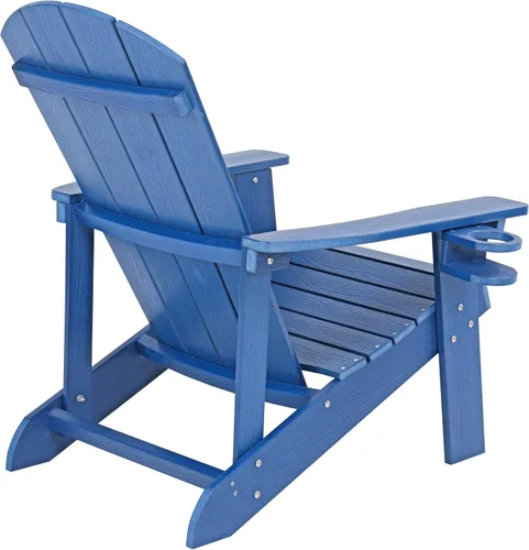 Vista 9 de Outdoor Adirondack Chair, Weather-Resistant HIPS Patio Lounge Chair, 1Pcs Fixed Seating for Porch, Garden, Deck, Backyard 1pcs Blue
