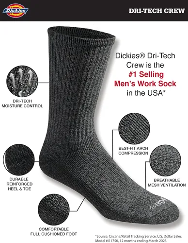 Vista 2 de Dri-Tech Essential Moisture Control Crew Socks Multipack