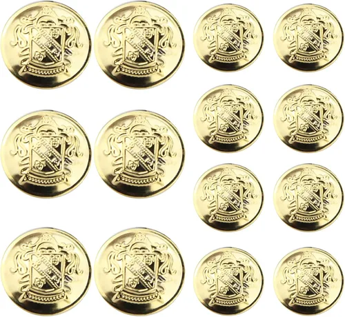 Vista 7 de Juego de 14 botones de metal para blazer, botones dorados para blazer, botones metálicos extraíbles sin costuras de 0.71 pulgadas y 0.91 pulgadas