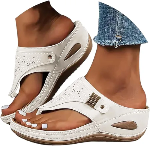 Vista 6 de Sandalias ortopédicas para mujer, sandalias de cuña con soporte de arco, sandalias de playa cómodas y elegantes para el verano 2025