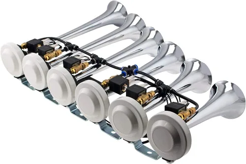 Vista 4 de Vixen Horns Bocina de aire musical de trompeta de 6/seis con 10 melodías cromadas 12V VXH6810C