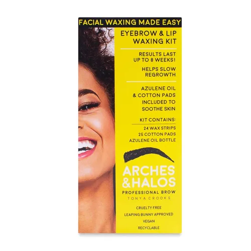 Vista 3 de Arches and Halos - Kit de depilación de cejas y labios, cuidado de cejas, kit de depilación facial con tiras, almohadillas de algodón y aceite