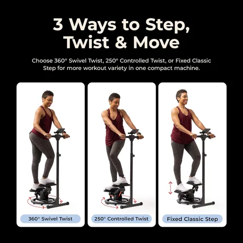 Vista 3 de Sunny Health & Fitness Paso a paso giratorio con manillar y 3 modos
