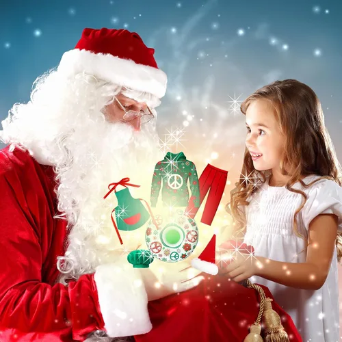 Vista 2 de Suhine Juego de 14 piezas de accesorios de Navidad para muñeca con ropa hippie que incluye suéter, saco de dormir, hamaca, delantal, sombrero y mini