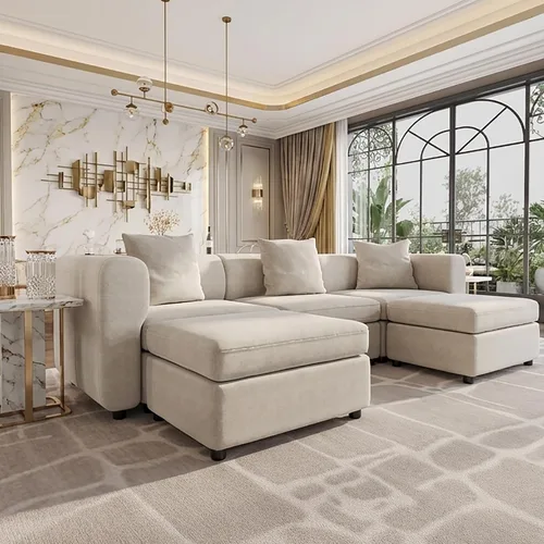 Vista 22 de Sofá modular modular de 3 plazas, terciopelo moderno con funda de cojín extraíble y lavable para espacios pequeños, marco de madera maciza, 108.66