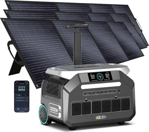 Vista 11 de Estación de energía portátil IEE de 3200 W P3200, generador solar de 2048 Wh, carga de CA de 1800 W y carga solar de 1000 W, estación de energía