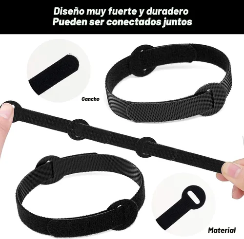 Vista 3 de 150 bridas reutilizables para cables - 4+6+8+10 pulgadas, correas de cables multiusos con gancho y bucle para gestión de cables, ataduras