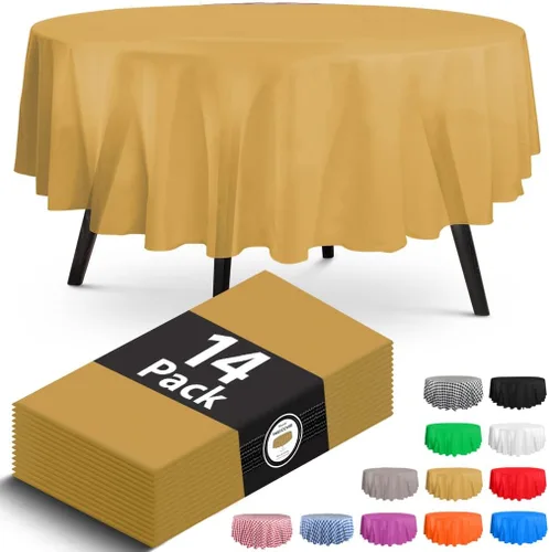 Vista 11 de Paquete de 14 manteles de plástico desechables rectangulares negros de 54 x 108 pulgadas - Cubiertas decorativas lisas para fiestas, bodas