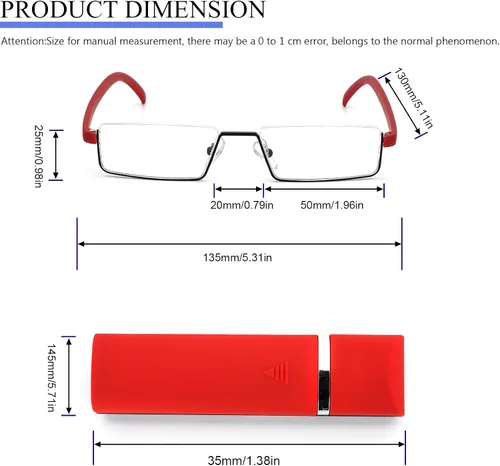 Vista 4 de REAVEE Elegantes lentes de lectura de medio marco para mujeres y damas, media lente, ligeros, rectangulares, de metal, portátiles, con estuches