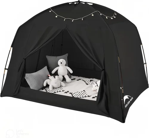 Vista 12 de Tienda de campaña con cama individual para niños y adultos, tiendas de 2-Caqui