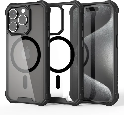 Vista 12 de RAPTIC Funda magnética Air para iPhone 15, funda protectora transparente a prueba de golpes, grado militar probada para caídas de 10 pies, funda