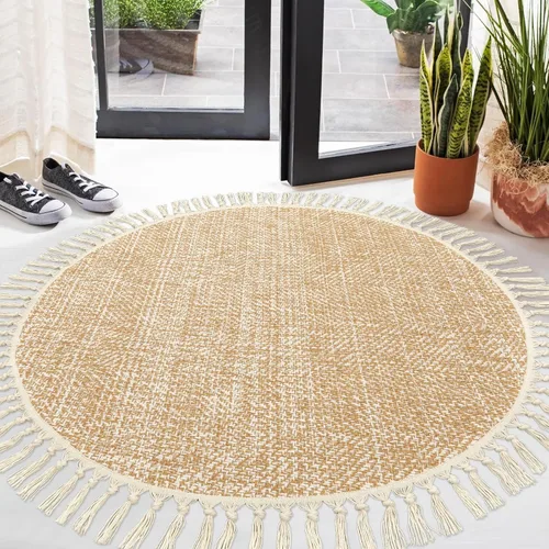 Vista 15 de Collive Alfombra de Baño Negra, 2' x 3' Tejida a Mano Lavable Alfombras Pequeñas de Cocina, Alfombra de Entrada Reversible de Algodón Alfombra