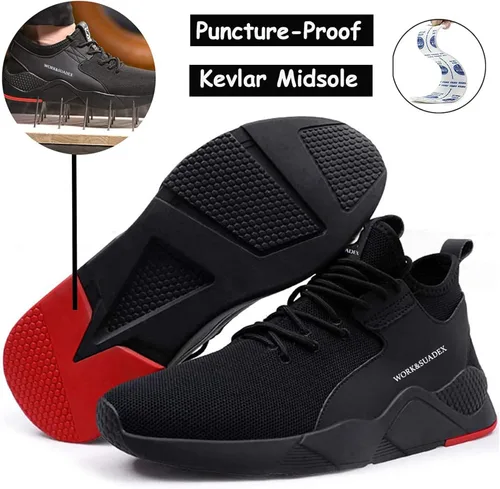 Vista 3 de SUADEX - Zapatos de trabajo indestructibles con punta de acero para hombres y mujeres, ligeros, a prueba de punciones, ventilados