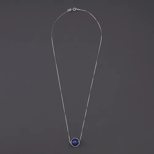 Vista 6 de COAI Collar de plata de ley - Collar de cristal simple con piedra lunar, lapislázuli o piedras de malaquita