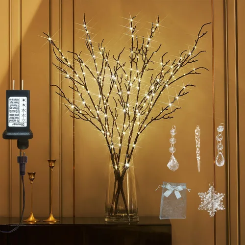 Vista 10 de Fudios Rama Iluminada Enchufable con Temporizador Ramas de Sauce con Luces de Hadas para Florero Ramita de 32 Pulgadas 150 LED Decoración de Fiestas