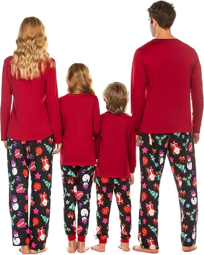 Vista 2 de Ekouaer Christmas Pajamas Matching Family Pj Set Long Sleeve Tops and Plaid Pants for Sleepwear Soft Loungewear Pjs