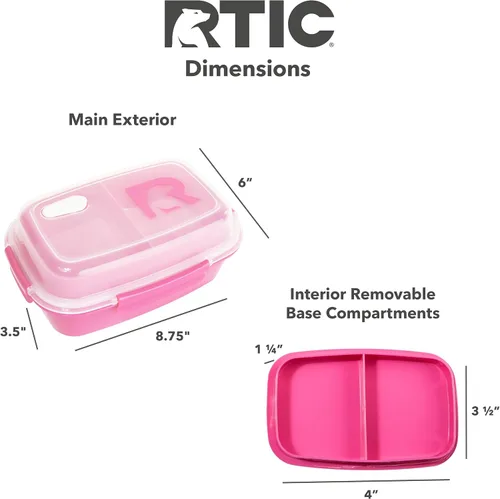 Vista 5 de RTIC Recipientes de almuerzo de 5 compartimentos, contenedor de comida caliente con tapa para adultos, caja de almuerzo dividida apta