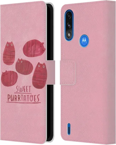 Vista 15 de Head Case Designs Officially Licensed Planet Cat Avocato Puns Leather Book Wallet Case Cover Compatible with Moto E7 Power/Moto E7i Power