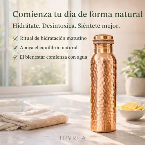 Vista 7 de Botella de agua de cobre 100% puro para beber, boca ancha de 34 Pure copper