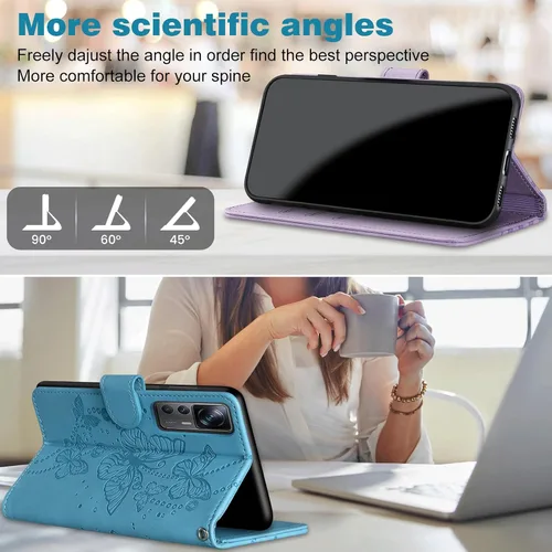 Vista 7 de Funda tipo cartera para iPhone 14 Plus, color borgoña Bloqueo RFID, soporte para 3 tarjetas, carcasa de TPU a prueba de golpes, cierre magnético