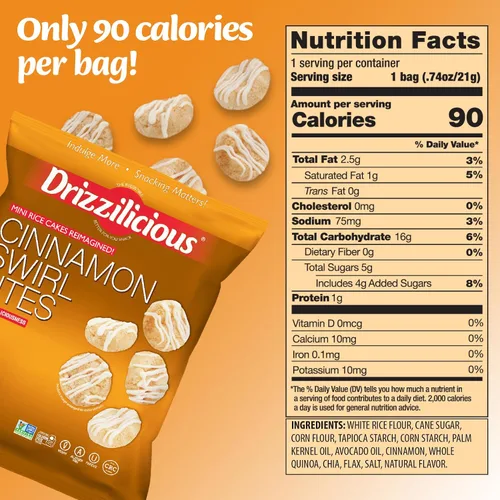 Vista 5 de Drizzilicious Paquete Variado de Mini Tortas de Arroz - Galletas de Arroz, Aperitivo Saludable para Adultos y Niños, Tortas de Arroz con Sabor