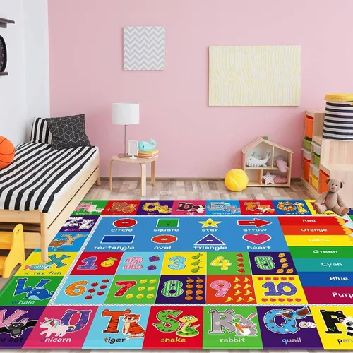 Vista 7 de Alfombra infantil para sala de juegos, alfombra educativa ABC, alfombra suave antideslizante para bebé, alfombra de juego para bebé, alfombra